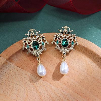 Vintage nostalgische S925 Silberstift-Ohrstecker Weiblichkeit Persönlichkeit Barock Hofstil Ohrringe Ohrschmuck