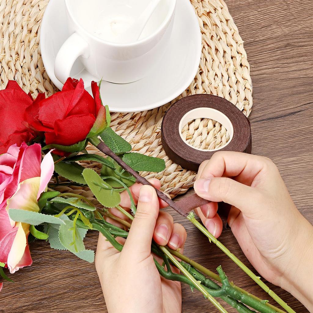 PATIKIL 30 Yards Floral 12 Florist Crepe Paper Flower Bouquet for Bouquet Stem Coffee Tape, Rolls, Tape, Tape, Waterproof, Wrapping, (27m)