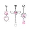 Anelli per ombelico a farfalla in acciaio inossidabile con zircone rosa per donne Anelli per ombelico a cuore Gioielli per piercing al corpo