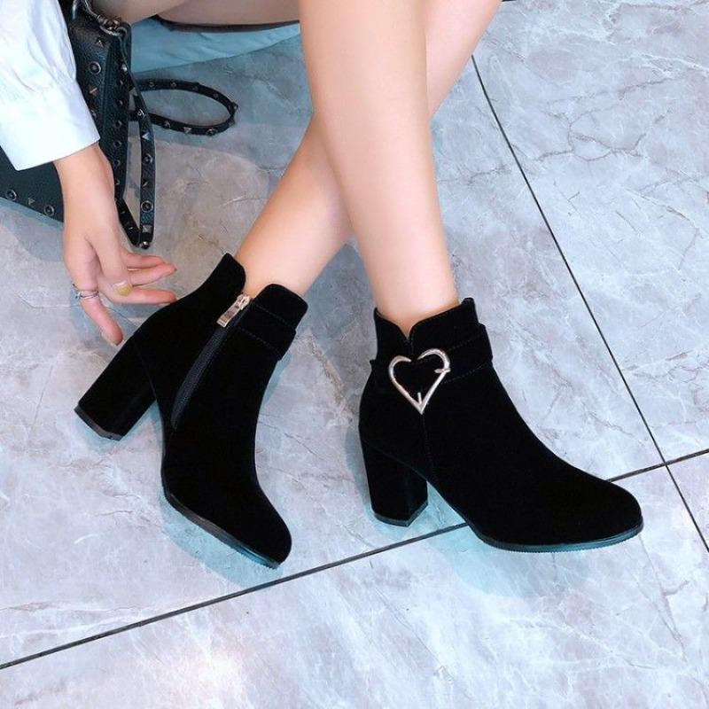Fashion Autumn Winter Heeled Female Short Shoes Round Toe Women's Ankle Boots Chic and Elegant Large Size Warm Comfortable Booties Sale