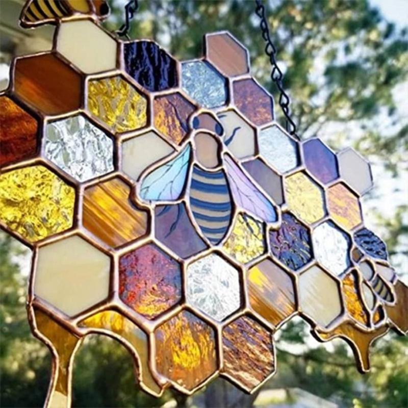 Honeycomb pendant, garden decoration pendant, bee decoration pendant