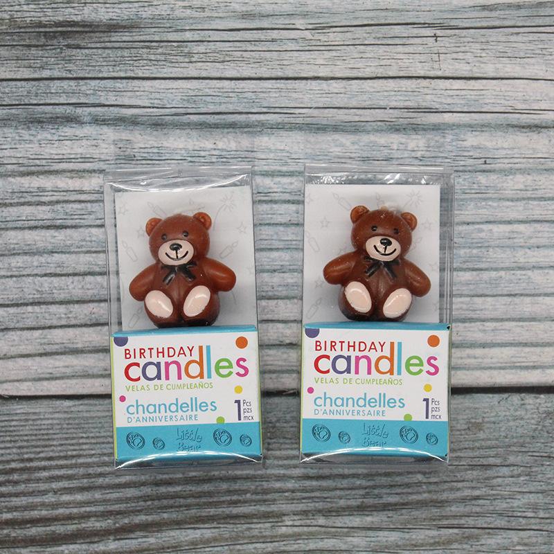 Ins Cartoon Teddy Bear Cute 1 Bear Birthday Candle Children's Party Decoration Cake Bear Candle