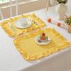 French Design Cloth Placemat Ruffle Edges Gingham Plaids Washable Table Mat For Banquets Wedding Parties Home Decors