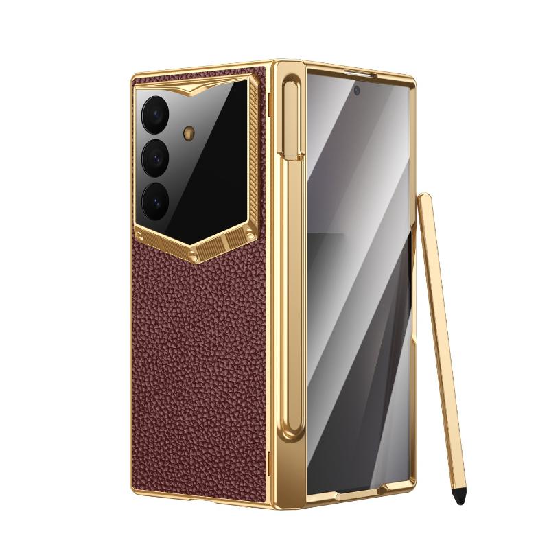 Luxury Electroplated Leather Hinge Protection Case