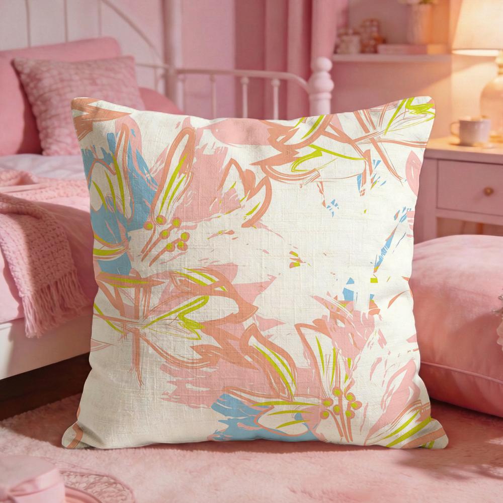 Dopamine Burst Floral Patter Cushion Cover Premium Comfort Reversible Pillow Cove Two in One Design for Any Room  Car Interior