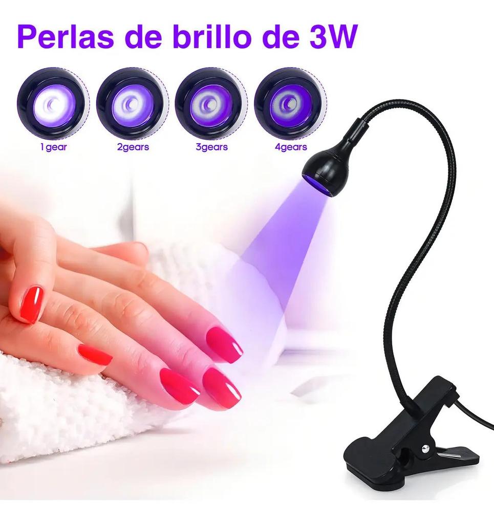 Black Nail Lamp with Clip, Pedicure Nail Lamp