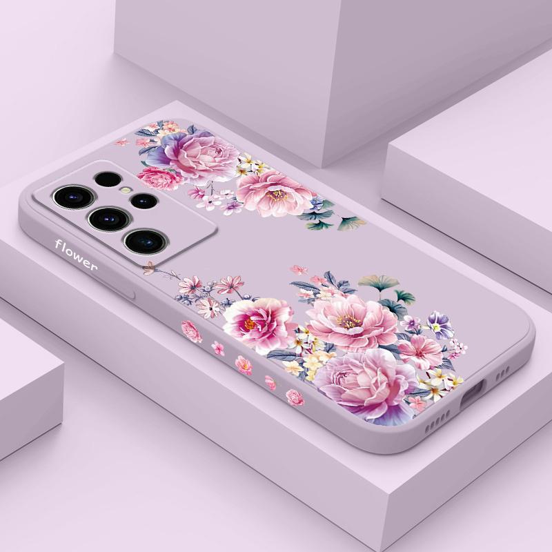 Good Luck Flower Phone Case For Samsung Galaxy S26 S25 S24 Plus Ultra Liquid Silicone Cover