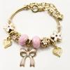Popular Hot Sale Trendy Gift Women's DIY Alloy Big Hole Beaded Bracelet 18K Rose Gold Bangles Jewelry Handmade Bracelets