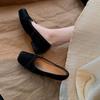 Sheepskin version leather bow retro pig nose ballet high heels women's light mouth thick heel French Mary Jane single shoes
