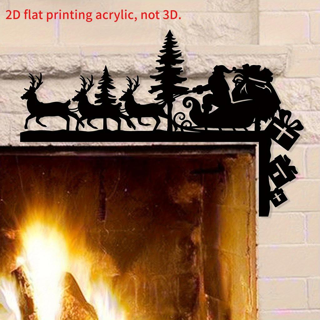 1pcs 2D Christmas Corner Sign Santa Reindeer Santa Claus Frame Acrylic Door Sitter Home Wall Decor Festive Xmas Decoration Gift