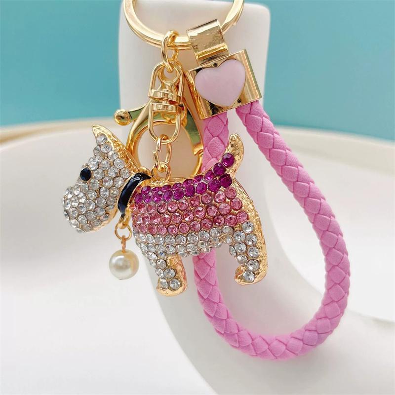 1/2/3PCS Cute Full Rhinestone Dog Crystal Pendant Keychains For Women Car/Bag Key Chains Holder Bag Charm