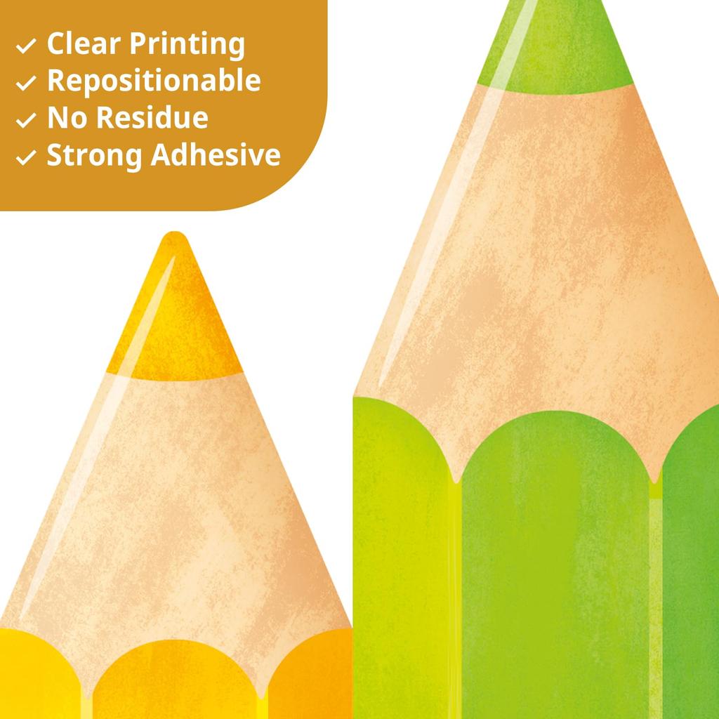 DECOWALL Extra Large Colored Pen Wall Giant Rainbow Crayon Kids Playroom Removable DIY Infant Gift Stickers, Border, Room, Kindergarten, Preschool,