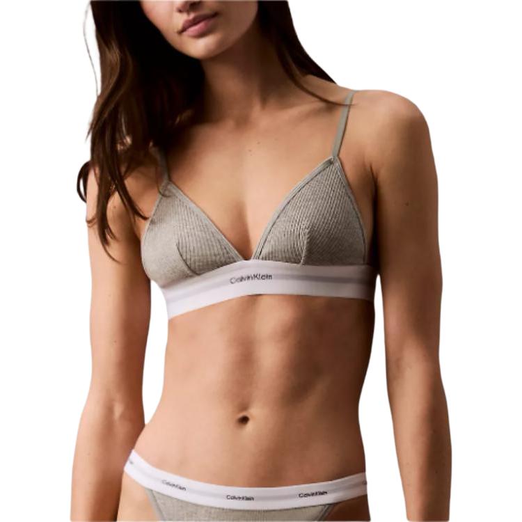 

Calvin Klein Triangle Cup V-Neck Comfort Letter Elastic Bra Women underwear QF8248-050 M