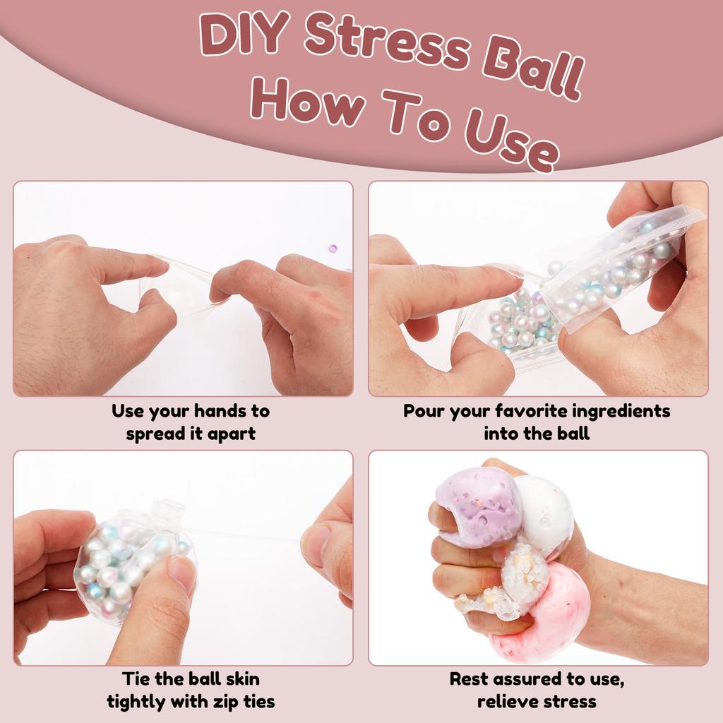 DIY Stress Ball Making Kit Tear Resistant Ball Skin Set with Filler ASMR Sensory Squeeze Craft Supply for Kid Adult Stress Tool
