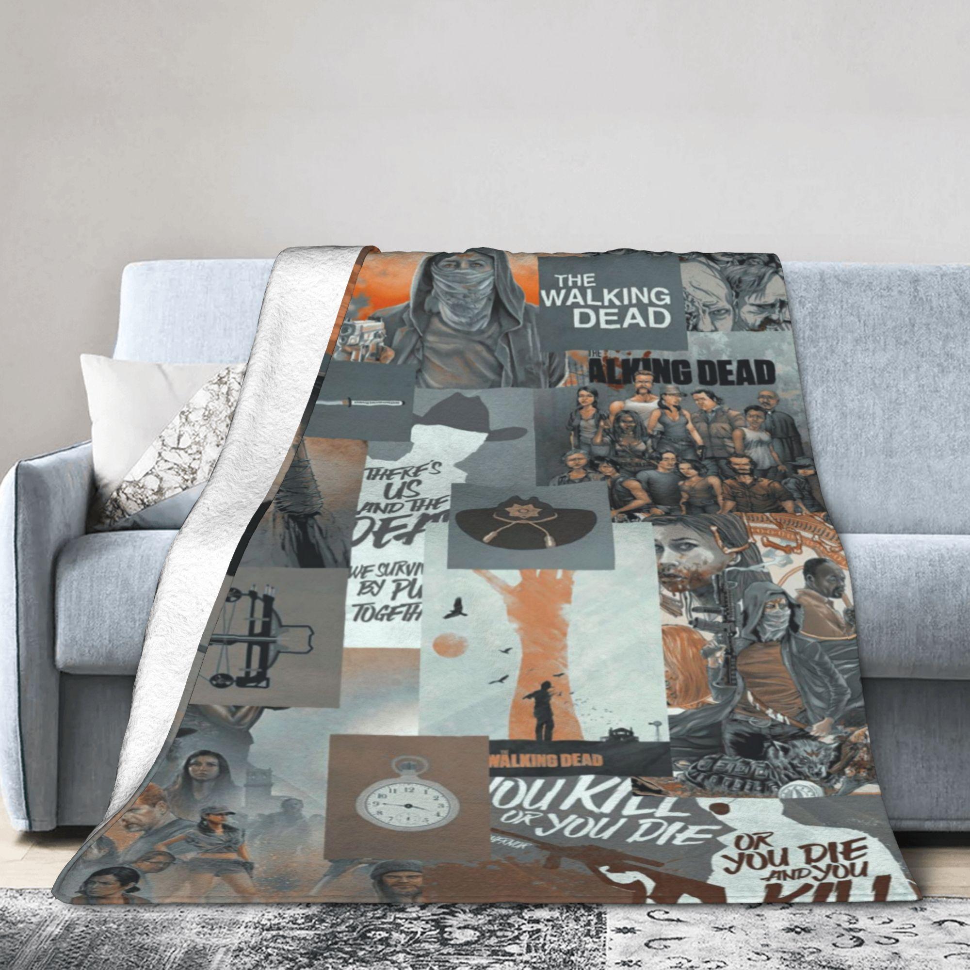 

The Walking Dead Blanket Flannel All Season Horror Movie Zombies Grimes Multi-function Throw Blanket for Bed Bedroom Rug Piece 30x40in