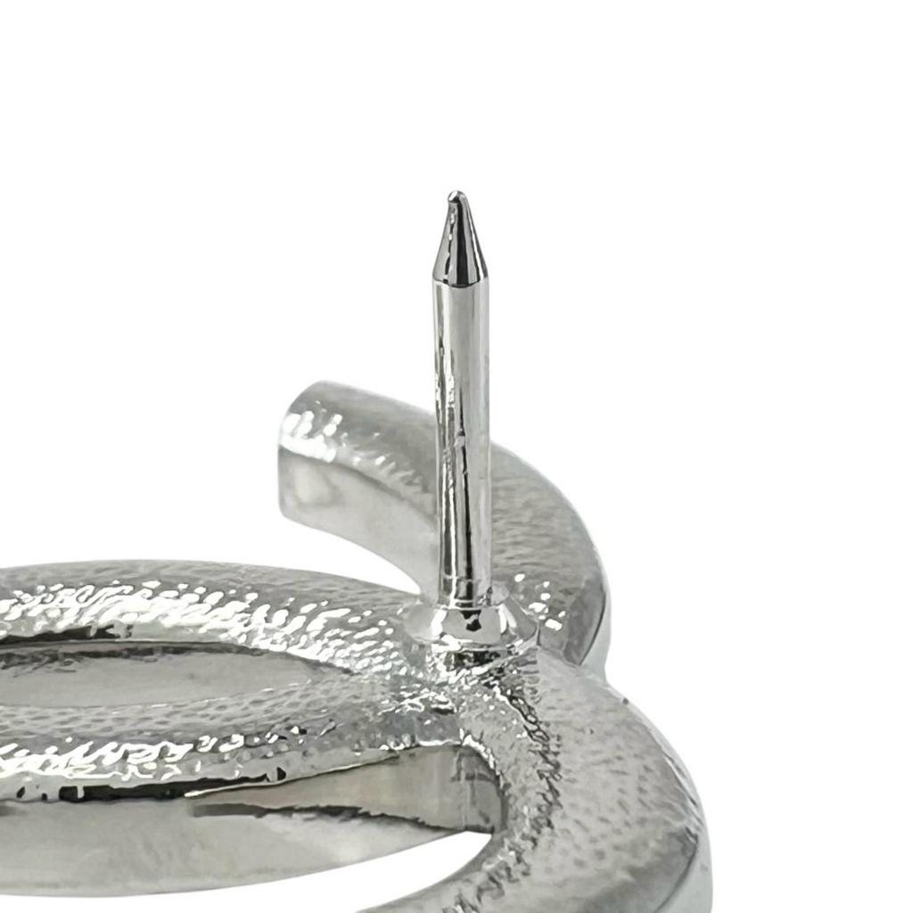 Excellent CHANEL Brooch B23 Coco Heart Rhinestone Pin Silver Women Used