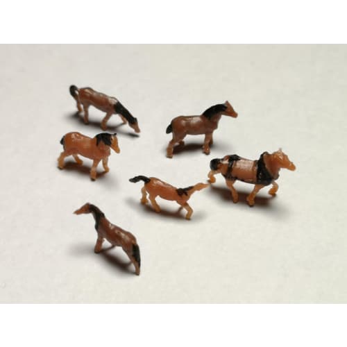 1/150 Scale Model Horses for Diorama Collection, Railway Model Figures, Miniature Models, Human Animals, Dolls, Set of 6