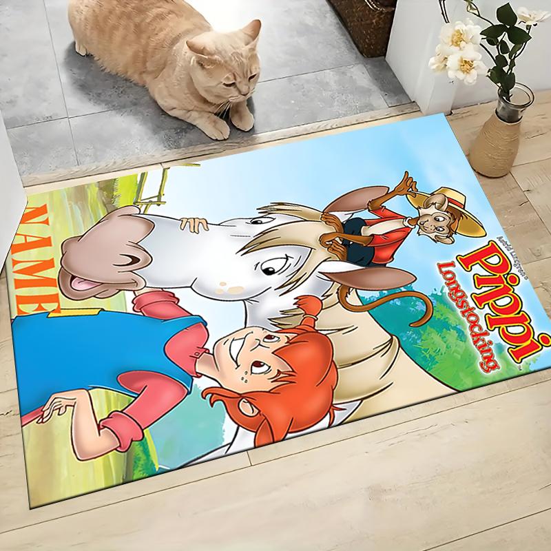 Custom Name Pippi Horse Adventure Carpet Rug Customizable Soft Washable Anti-Slip Home Living Room Sofa Mats Personalized Rug. 0909326