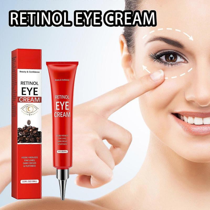 Retinol Koffein Ögonkräm, Ögonkräm för Mörka Ringar och Svullnad, Anti-Aging Ögonkräm, Minska Fina Linjer