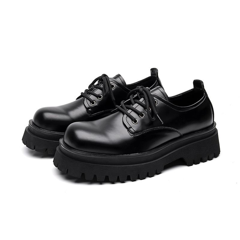 men casual business office formal dress genuine leather shoes lace-up derby shoe black stylish platform sneakers mans footwear