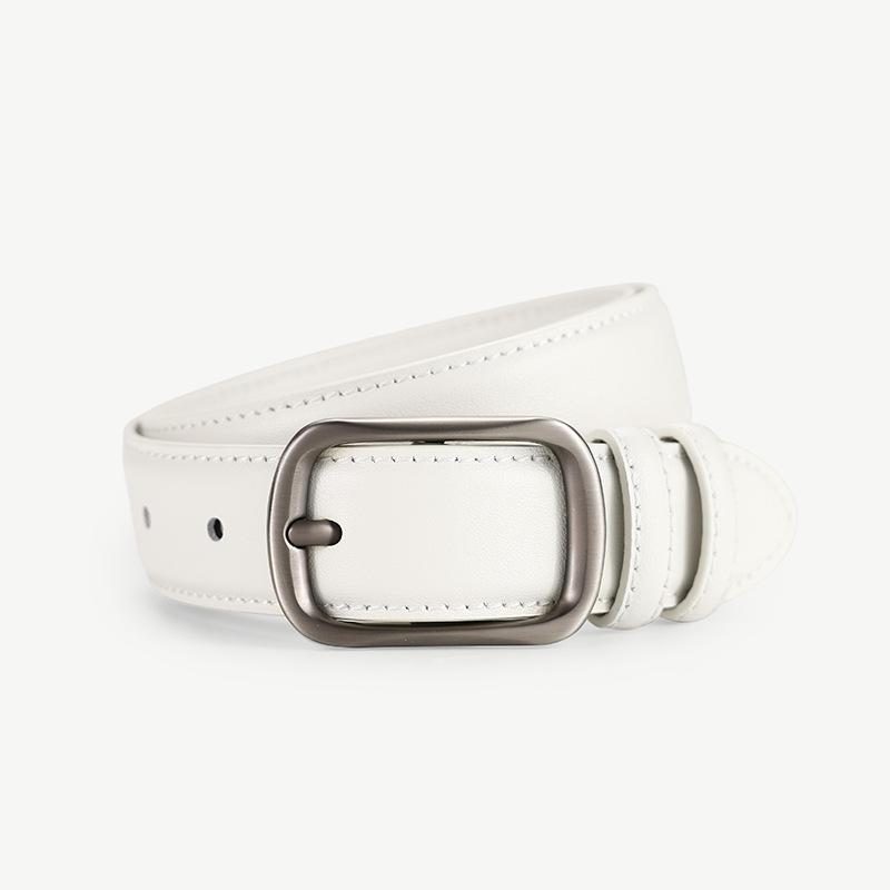 Meier Alloy japanese buckle belt genuine leather belt women's business pin buckle first layer cowhide