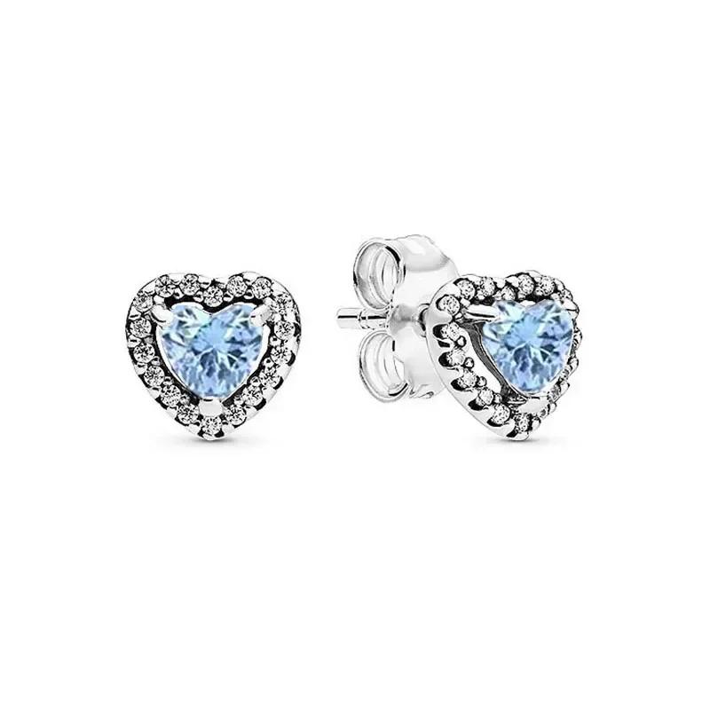 925 Sterling Silver Various Colors Classic Shiny Heart-shaped Earrings Exquisite Light Luxury Charm Jewelry 2025