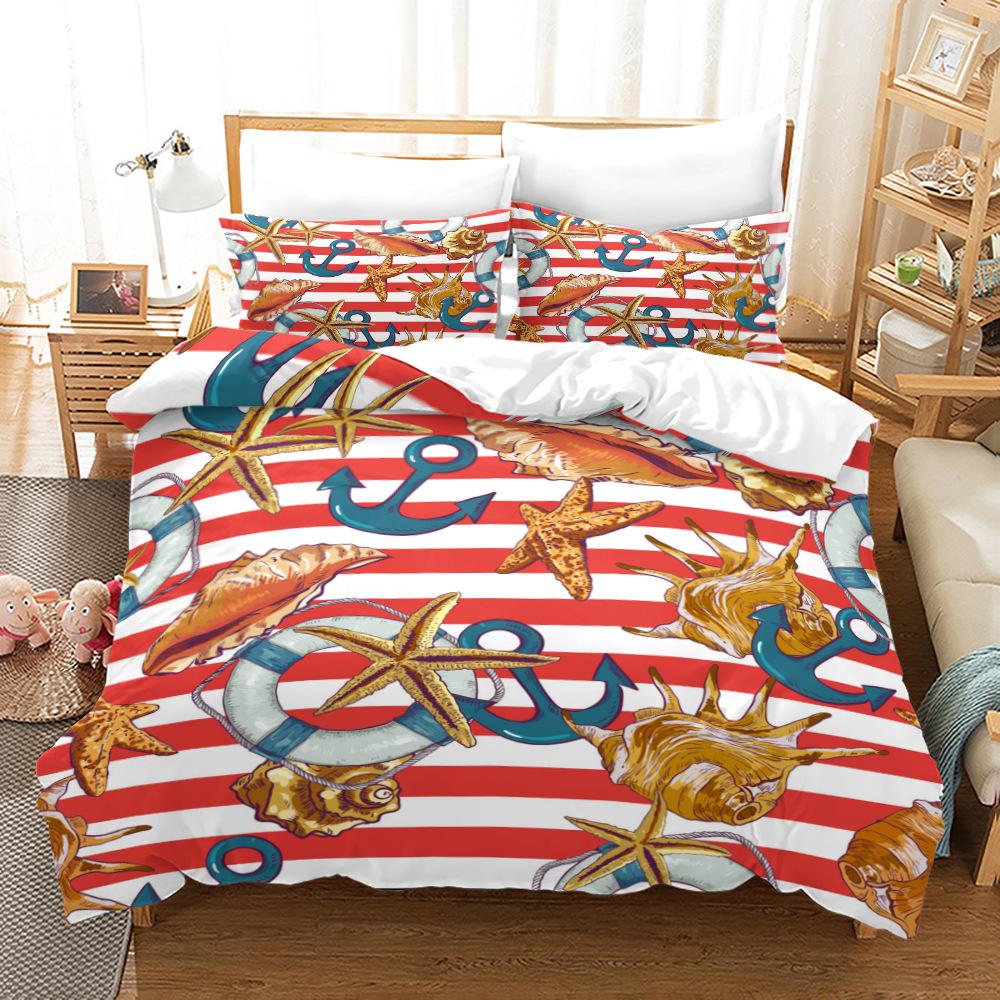 3D-Bettwäsche-Set für Einzel-/Doppelbett, Schiffsanker, für Jungenzimmer, Daunen-Bettbezug, 2/3-teilig, DE135 x 200, volle Größe, weiche Mikrofaser, Heimtextilien