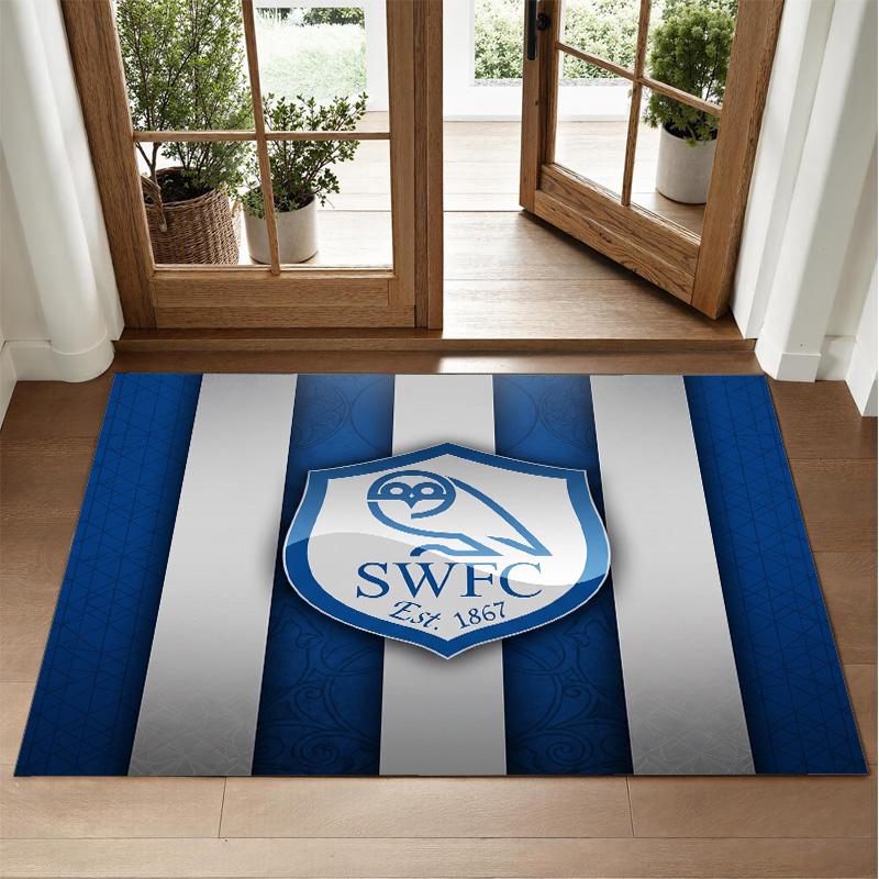 Sheffield Wednesday Design Crystal Velvet Rug Soft Decorative Mat for Bedroom Entrance