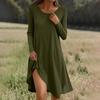 Long  Sleeve Dress For Women Casual Loose Fit Solid Dress With Pockets