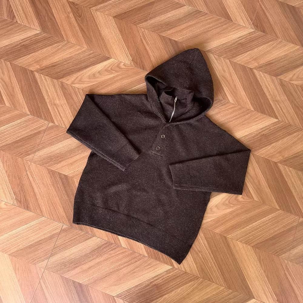 Unisex High Collar Lazy Style Hooded Knit Sweater
