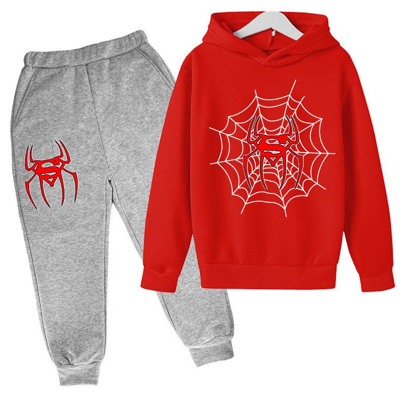 Autumn Winter Spider Printed Hoodies Sweatpants Set Fashionable Casual Warm Sports Long Sleeved Pants Men's Sport Wear