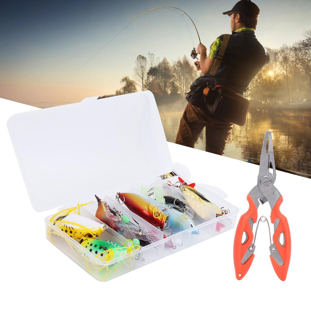 22Pcs Box Artificial Simulation Hard Soft Mixture Lure Bait Set with Plier Fishing Tackle