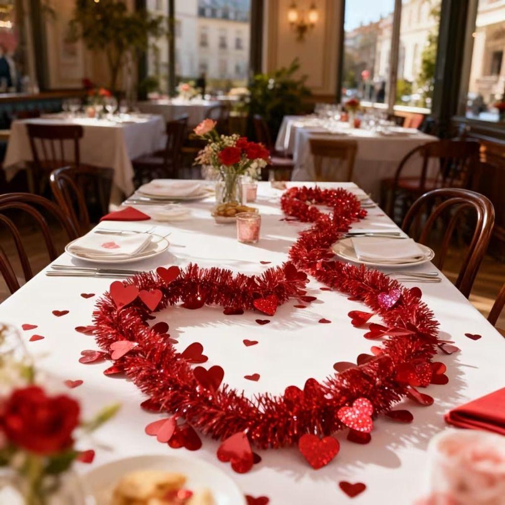 Love Sequins Valentines Garland 2M Hanging Decor Dense Heart Tinsel Garland  Birthday Party