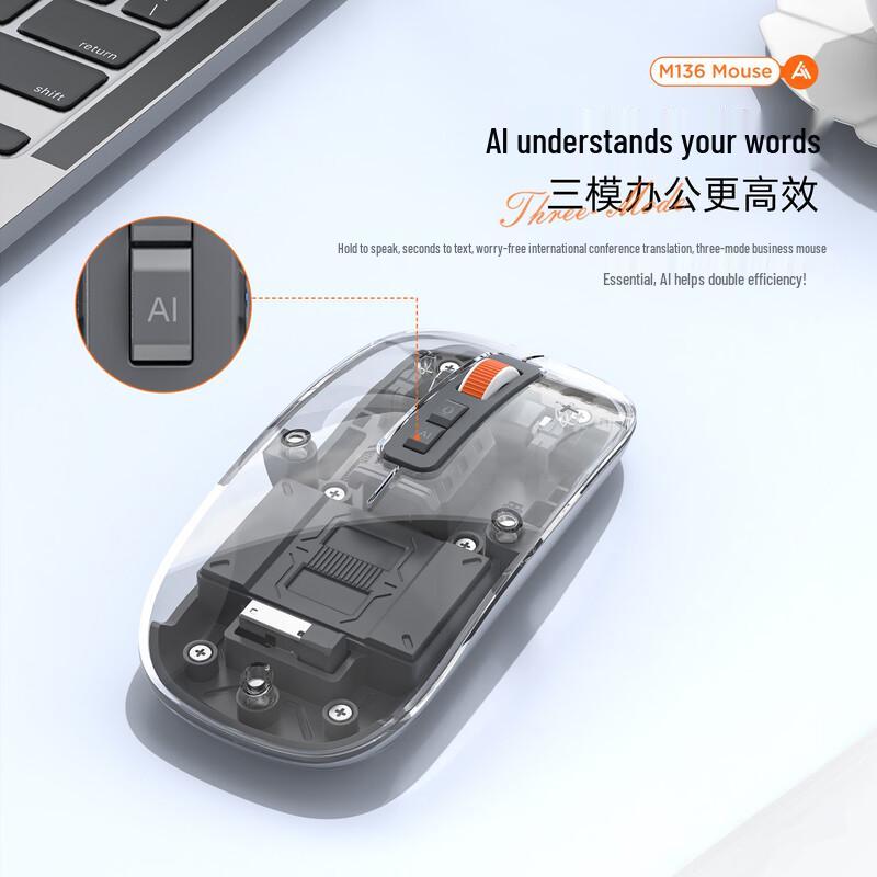 YouSh M136 Wireless Bluetooth AI Transparent Mouse