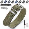 Prémiový žebrovaný nylonový řemínek na hodinky 20 mm 22 mm pro Omega Military Sports Watchband ArmyGreen Black Blue Wristband pro muže