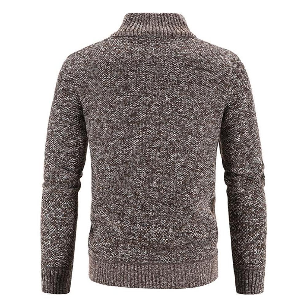 Jeseň a zima pánske plus zamatový hrubý stojačik sveter sveter teplý sveter kabát na zips cardigan pánsky trend