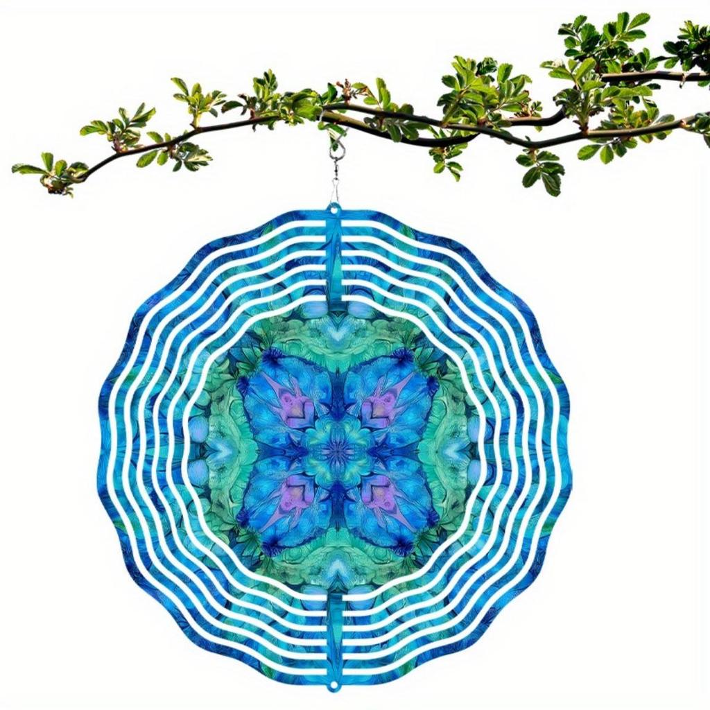 Hanging Wind Spinner 10 Inch with 360 Hook Vibrant Blue Green Purple Metal Art Chime for Garden Patio Balcony Decor All Season Gift