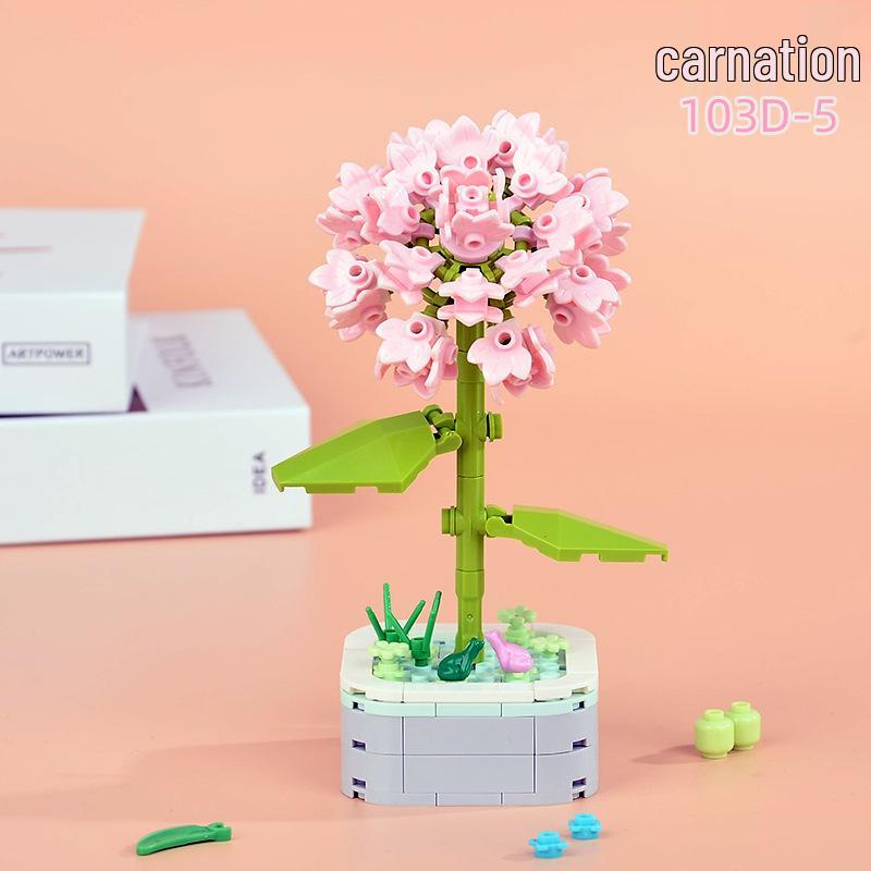 Educational Sunflower & Hibiscus Building Blocks Ornament - Teacher's Day Gift