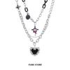 Y2K Thorn Love Pendant Necklace For Man Woman Titanium Steel Double Layer Sweater Chain Hip Hop Couple Jewelry Kpop Gift