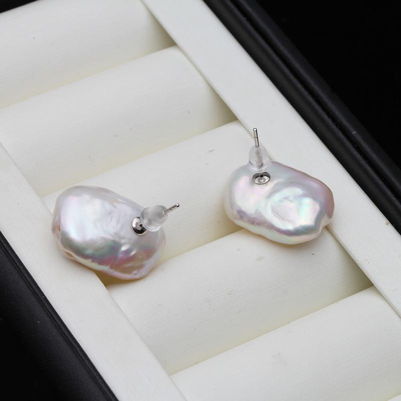 Real Freshwater Earrings For Women,Baroque Pearl Earrings Wedding Gift,925 Silver Pearl Stud Earrings Fine