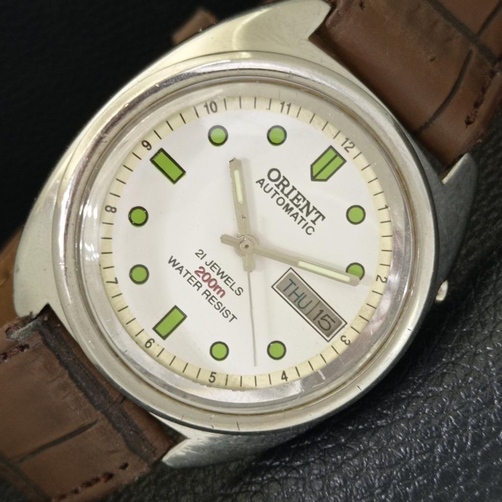 

VINTAGE ORIENT AUTOMATIC 46941 JAPAN MENS WHITE COLOR DIAL WATCH a700670-5 R204-a700670
