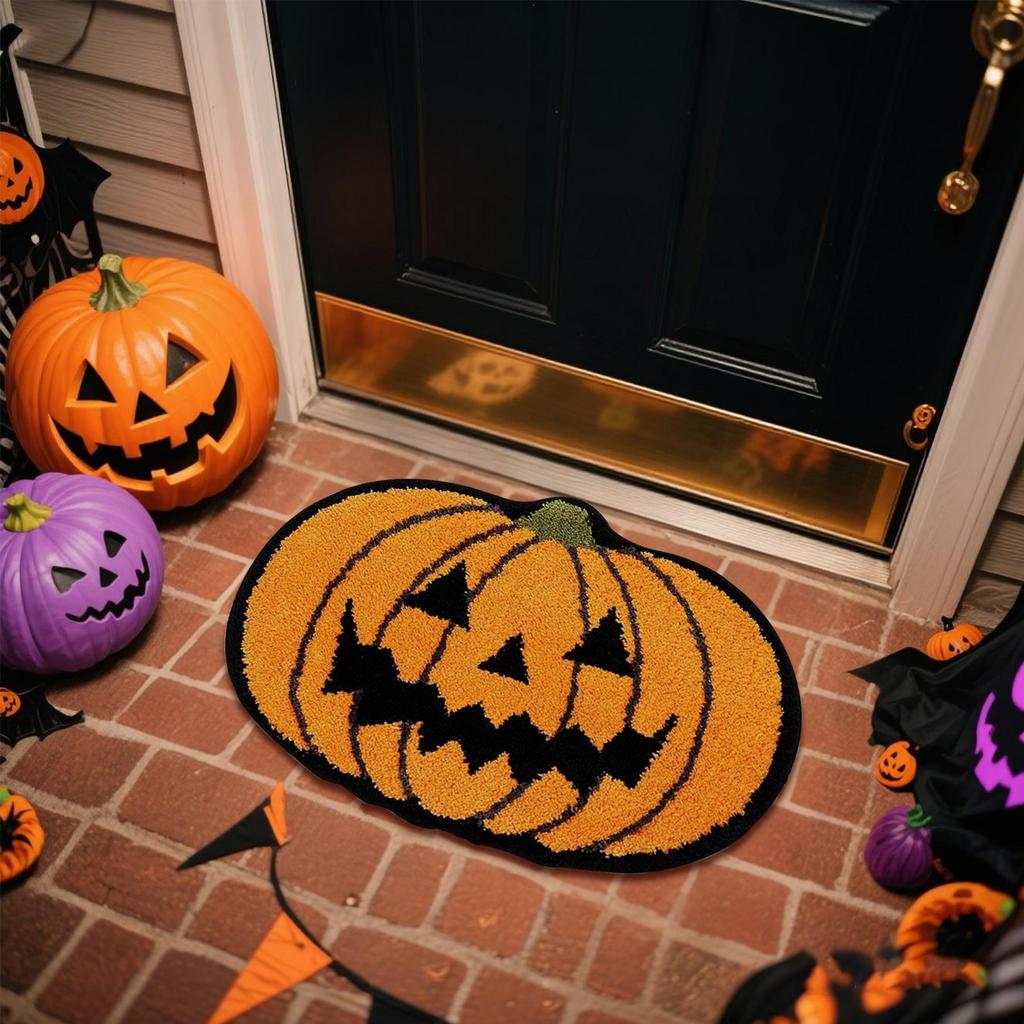 60x90cmHalloween Pumpkin Decoration Porch Door Mat Dirt-resistant And Easy To Care For Carpet