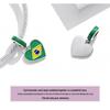 S925 Silver Brazilian Flag Heart Pendant with Green Enamel Drip