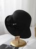 2025 Summer New Woven Basin Hat Fashion Crimped Sun Hat Satin Bow Summer Sun Hat