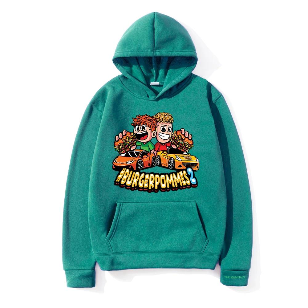 Burgerpommes 2 Hoodies Mode Street Hoodies Geeignet für Männer und Frauen Herbst/Winter Warme Lässige Hoodies Sweatshirts
