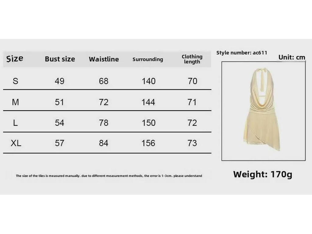 AC611 Sexy rückenfreies Neckholderkleid für Damen: 2024 Einfarbiger V-Ausschnitt Unregelmäßiges Design