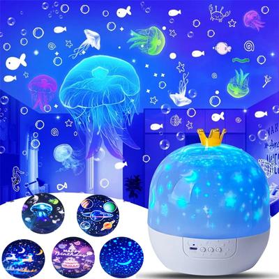 Galaxy Light Projector Crown Star Night Lights Lampada rotante a LED per la decorazione della camera da letto