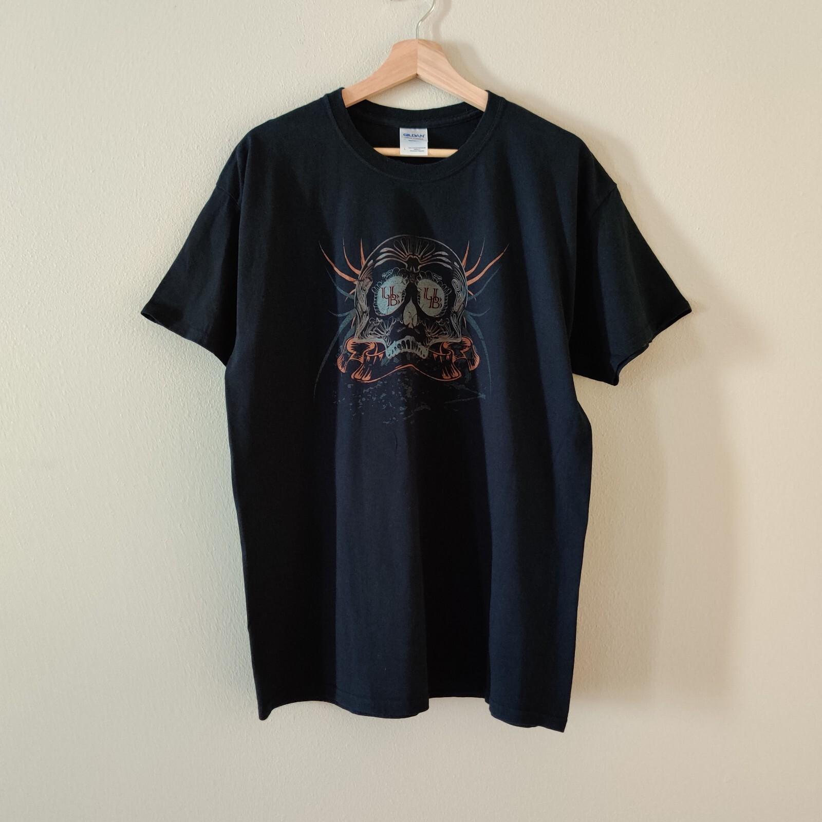 Gildan UB Black Skull Graphic Short Sleeve Men Size Large T-Shirt L Ultra Cotton S разноцветный