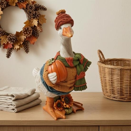 Autumn Pumpkin Duck Ornament Exquisite Resin Craft