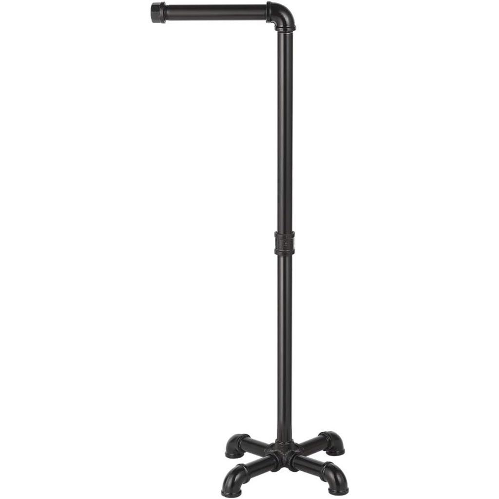 Heavy Duty Freestanding Toilet Paper Holder | Industrial Bathroom Tissue Roll Dispenser Stand with Base, Black